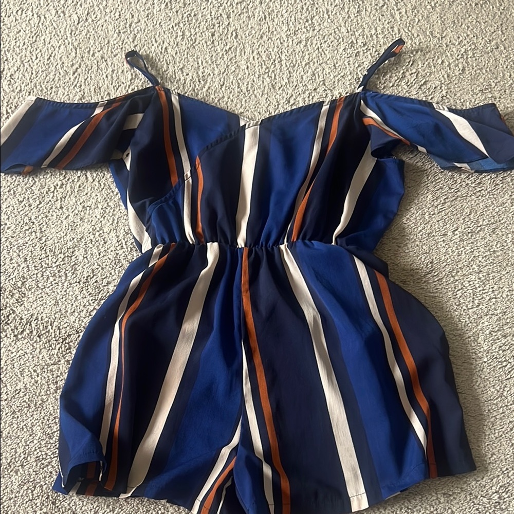 Blue, Brown, Off-white Colored Women’s Romper